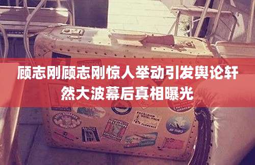 顾志刚顾志刚惊人举动引发舆论轩然大波幕后真相曝光