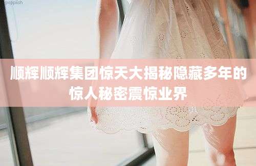 顺辉顺辉集团惊天大揭秘隐藏多年的惊人秘密震惊业界