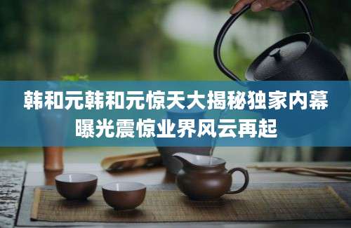 韩和元韩和元惊天大揭秘独家内幕曝光震惊业界风云再起