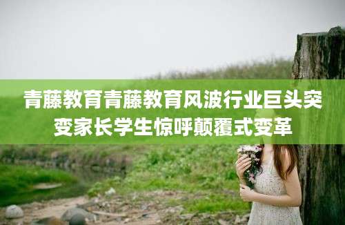 青藤教育青藤教育风波行业巨头突变家长学生惊呼颠覆式变革