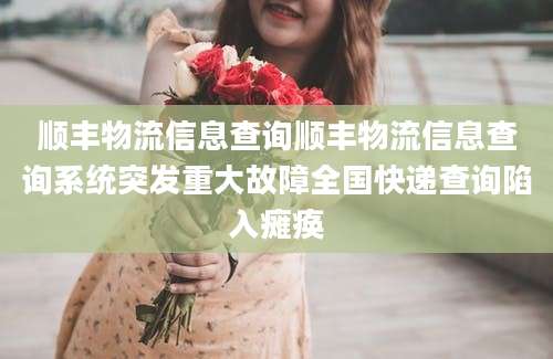 顺丰物流信息查询顺丰物流信息查询系统突发重大故障全国快递查询陷入瘫痪