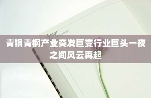 青钢青钢产业突发巨变行业巨头一夜之间风云再起