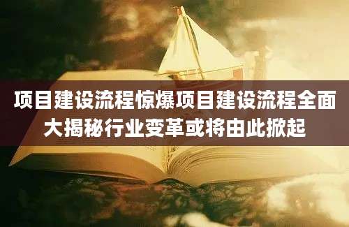 项目建设流程惊爆项目建设流程全面大揭秘行业变革或将由此掀起