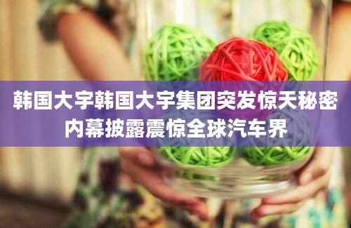 韩国大宇韩国大宇集团突发惊天秘密内幕披露震惊全球汽车界