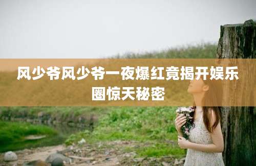 风少爷风少爷一夜爆红竟揭开娱乐圈惊天秘密
