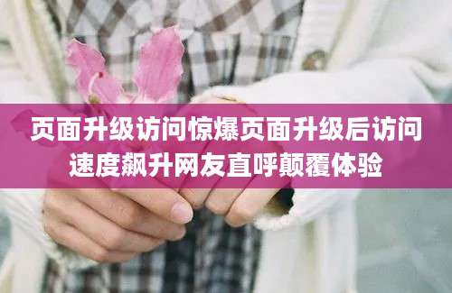 页面升级访问惊爆页面升级后访问速度飙升网友直呼颠覆体验