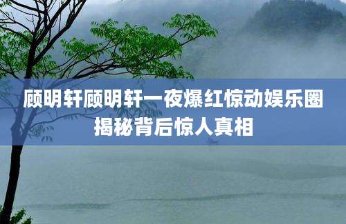 顾明轩顾明轩一夜爆红惊动娱乐圈揭秘背后惊人真相