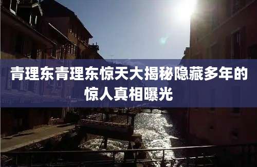青理东青理东惊天大揭秘隐藏多年的惊人真相曝光