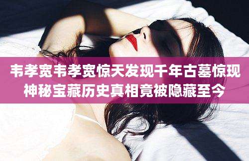 韦孝宽韦孝宽惊天发现千年古墓惊现神秘宝藏历史真相竟被隐藏至今