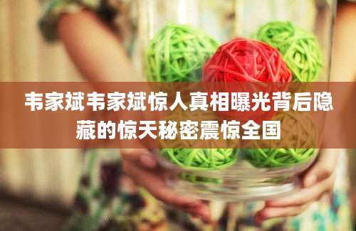 韦家斌韦家斌惊人真相曝光背后隐藏的惊天秘密震惊全国