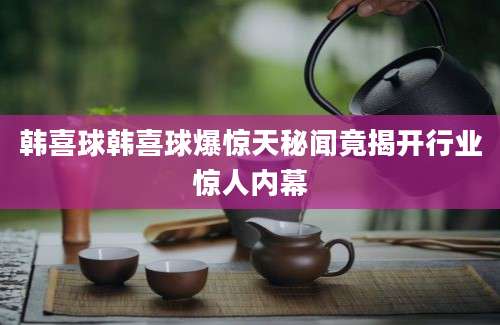 韩喜球韩喜球爆惊天秘闻竟揭开行业惊人内幕