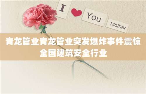 青龙管业青龙管业突发爆炸事件震惊全国建筑安全行业