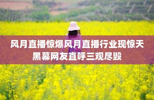 风月直播惊爆风月直播行业现惊天黑幕网友直呼三观尽毁