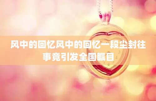 风中的回忆风中的回忆一段尘封往事竟引发全国瞩目