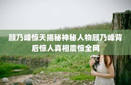顾乃峰惊天揭秘神秘人物顾乃峰背后惊人真相震惊全网