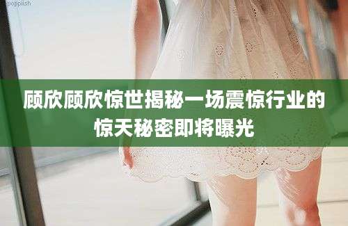 顾欣顾欣惊世揭秘一场震惊行业的惊天秘密即将曝光