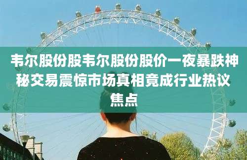 韦尔股份股韦尔股份股价一夜暴跌神秘交易震惊市场真相竟成行业热议焦点