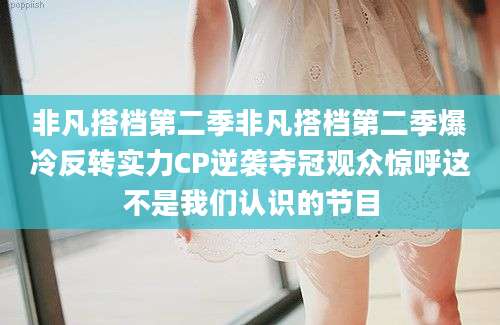 非凡搭档第二季非凡搭档第二季爆冷反转实力CP逆袭夺冠观众惊呼这不是我们认识的节目