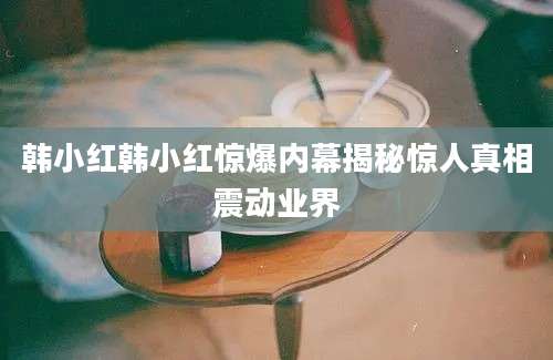 韩小红韩小红惊爆内幕揭秘惊人真相震动业界