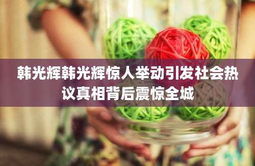 韩光辉韩光辉惊人举动引发社会热议真相背后震惊全城