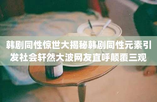 韩剧同性惊世大揭秘韩剧同性元素引发社会轩然大波网友直呼颠覆三观