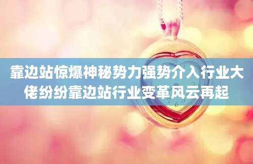 靠边站惊爆神秘势力强势介入行业大佬纷纷靠边站行业变革风云再起