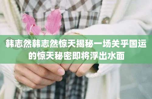 韩志然韩志然惊天揭秘一场关乎国运的惊天秘密即将浮出水面