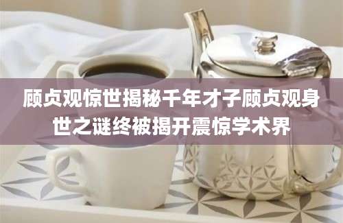 顾贞观惊世揭秘千年才子顾贞观身世之谜终被揭开震惊学术界