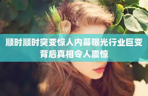 顺时顺时突变惊人内幕曝光行业巨变背后真相令人震惊