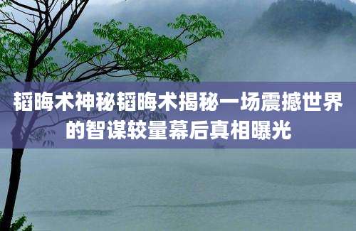 韬晦术神秘韬晦术揭秘一场震撼世界的智谋较量幕后真相曝光