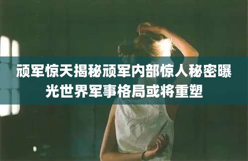 顽军惊天揭秘顽军内部惊人秘密曝光世界军事格局或将重塑