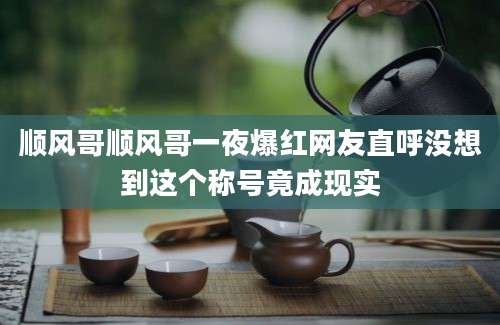 顺风哥顺风哥一夜爆红网友直呼没想到这个称号竟成现实