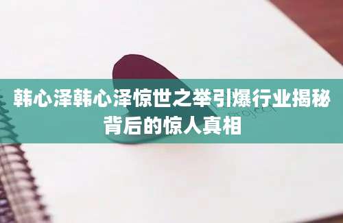 韩心泽韩心泽惊世之举引爆行业揭秘背后的惊人真相