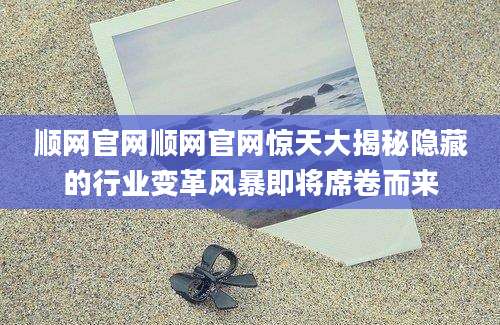 顺网官网顺网官网惊天大揭秘隐藏的行业变革风暴即将席卷而来