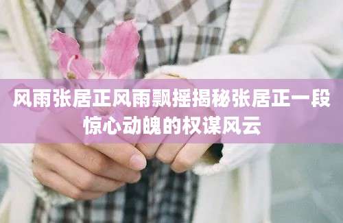 风雨张居正风雨飘摇揭秘张居正一段惊心动魄的权谋风云