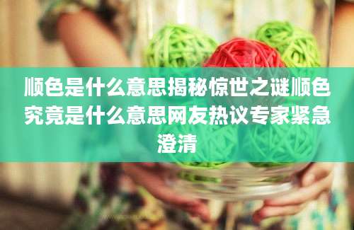 顺色是什么意思揭秘惊世之谜顺色究竟是什么意思网友热议专家紧急澄清