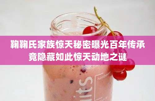 鞠鞠氏家族惊天秘密曝光百年传承竟隐藏如此惊天动地之谜
