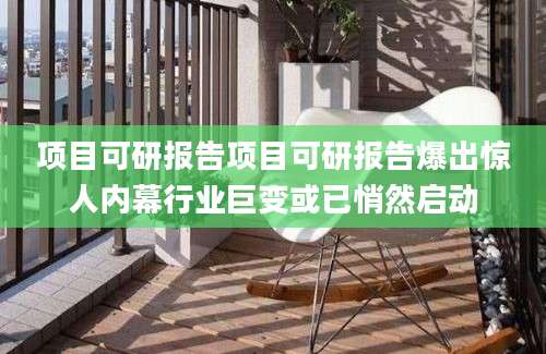 项目可研报告项目可研报告爆出惊人内幕行业巨变或已悄然启动
